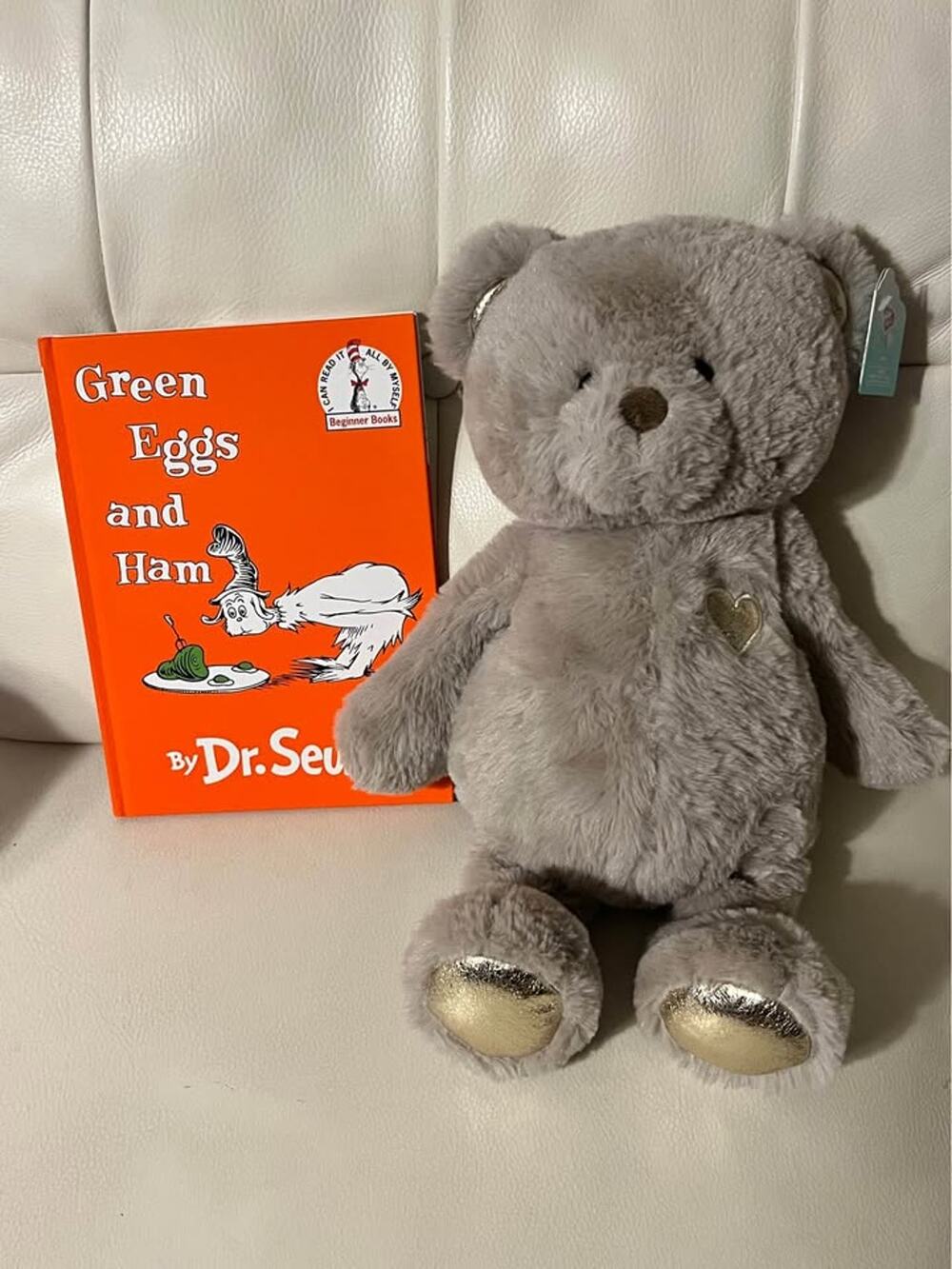 Dr Seuss “Green Eggs & Ham book & super soft Hug Me bear, read n squeeze bundle